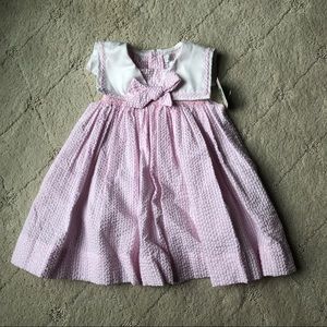Petit Ami Baby Girls Pink Seersucker Dress - 6 Mo